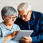 **

"A kind, older French woman with short grey hair, wearing a fully clothed, modest floral blouse and glasses, patiently teaching her grandfather how to use a tablet in a bright, cozy living room, safe for work, appropriate content, perfect anatomy, natural proportions, family-friendly, well-formed hands, proper finger count, professional photography, high quality, focused on intergenerational connection."

**