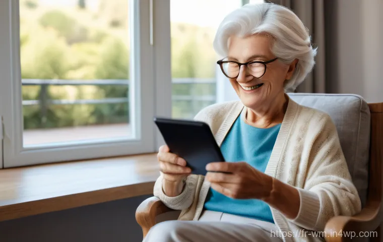 고령자 맞춤형 온라인 커뮤니티의 필요성 - A heartwarming scene featuring an elegant French grandmother in her late 70s, with a warm smile and ...