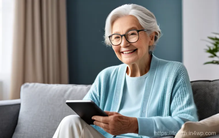 고령자 건강 증진을 위한 새로운 기술 동향 - **Prompt: Effortless Smart Home Living for Seniors**
    "A sophisticated and serene elderly woman, ...