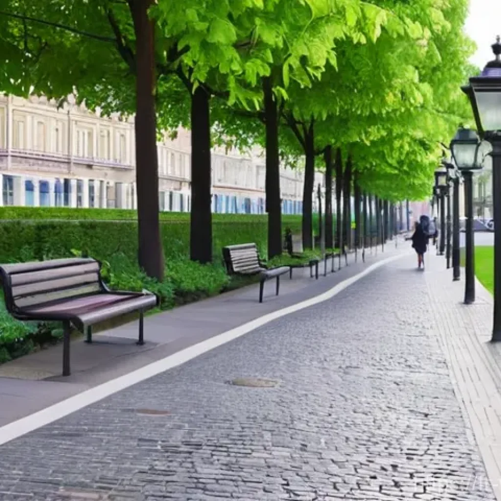고령자 친화적인 스마트 시티 개발 - **"Serene Urban Oasis: A Vibrant, Age-Friendly Street Scene"**
    A wide-angle, bright, and invitin...