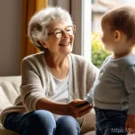 Home 18 노인을 위한 혁신적인 커뮤니케이션 도구 - **Prompt:** A heartwarming scene of an elderly French grandmother, dressed in a tasteful, comfortabl...