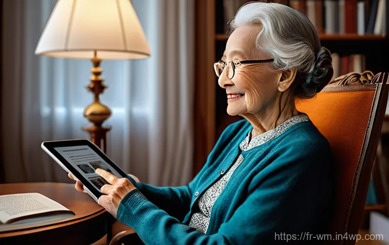 스마트폰 앱으로 노인의 일상 지원하기 - **Health Management with a Smartphone Reminder:**
    "A calm and focused elderly man in his early 7...