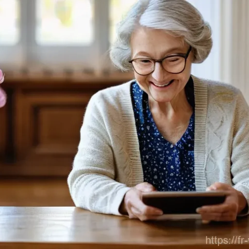고령자 대상 기술적 문제 해결 방안 - **Prompt 1: A heartwarming intergenerational moment of digital connection.**
    "A cozy indoor scen...